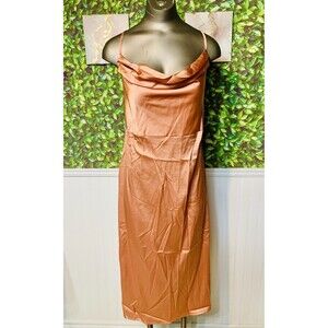 Brand New Women’s Peach Dress Silk/Satin Date Night Size L